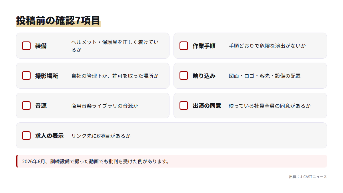 電気工事会社がTikTok投稿前に確かめる装備・場所・音源など7項目のチェックリスト